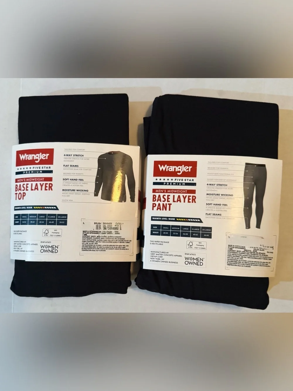 Wrangler Men's Brushed Performance Base Layer Pant & Base Layer Top , 1 Pack ea